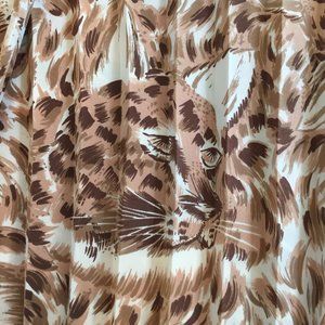 Cheetah Animal Print Accordian Pleated Midi Skirt